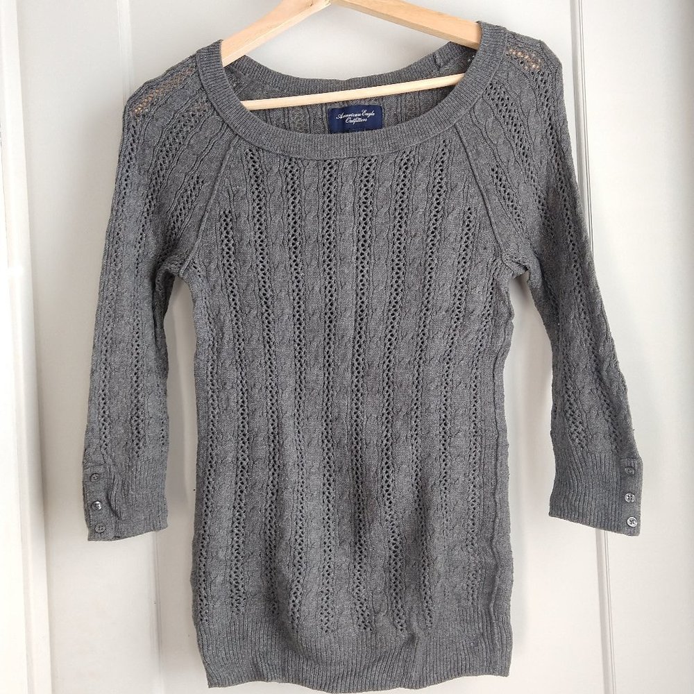 Cable Knit Sweater with 3/4 sleeves